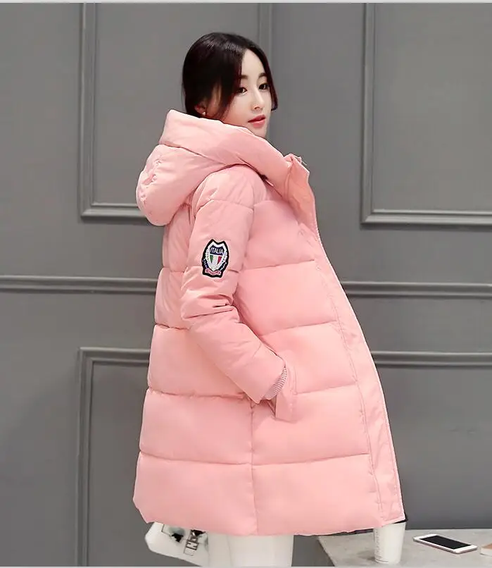 pink 1 Orwindny зимнее женское пальто НОВАЯ тонкая модная куртка с хлопковой подкладкой Размер S-2XL верхняя одежда парка длинная толстая стеганая одежда - Цвет: pink 1