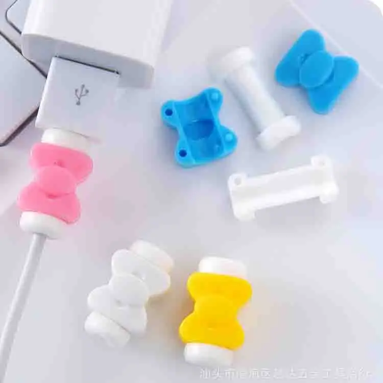 

10pcs/lot Bowknot Style Silicone Earphone Cable Protector Colorful Earphones USB Data Cable Saver For iphone5S/6s/Plus