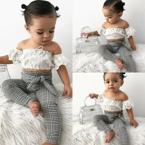 Летние детские милые кружевные топы с открытыми плечами для маленьких девочек