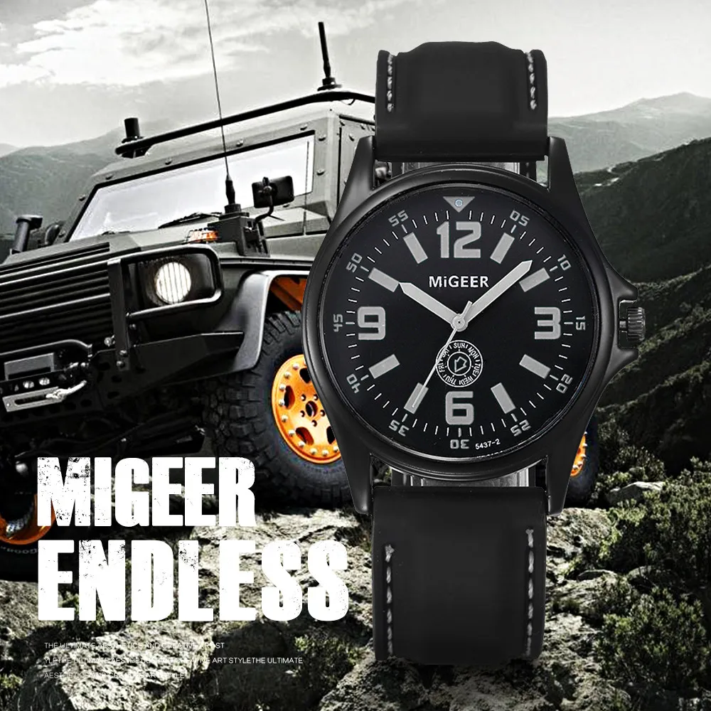 Мужские модные спортивные кварцевые часы с силиконовым ремешком аналоговые