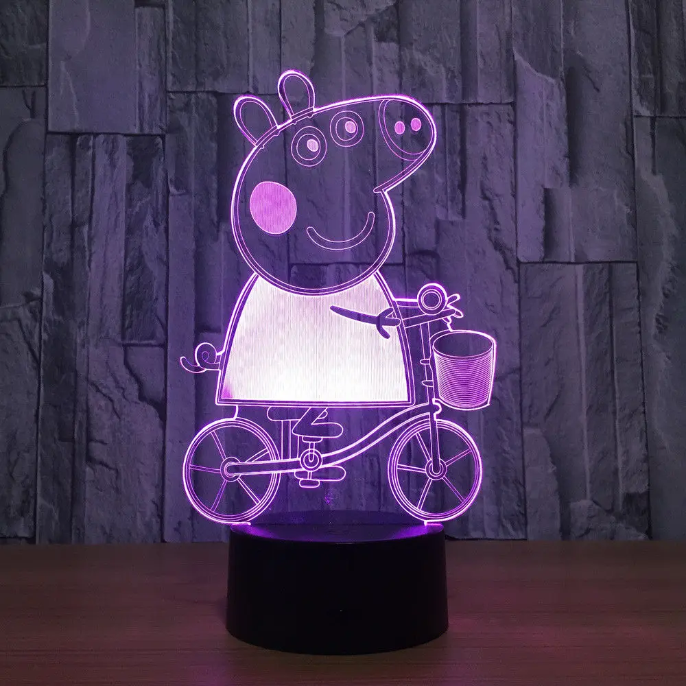 3D визуальный LED Огни ночного светильника свинья свет в ночь 7 цветов изменить