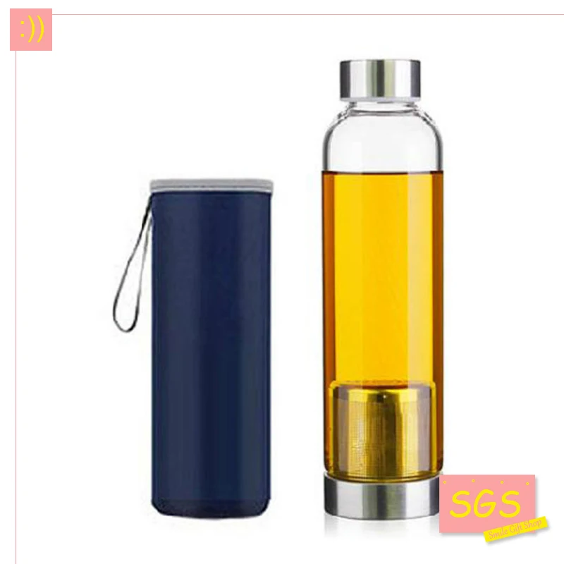 Стеклянная Спортивная бутылка для воды с чайным наполнителем современный дизайн