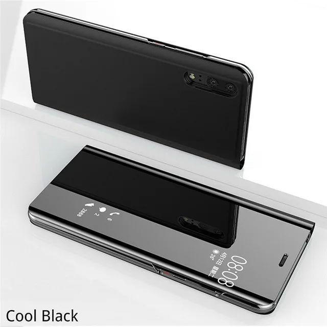 Black Зеркальный флип-чехол для huawei P20 P30 Lite Коврики 20 Lite рro Y6 Y7 крышка на Honor 20 8X 8A 10 9 lite 7A Y9 P Smart чехол - Цвет: Black