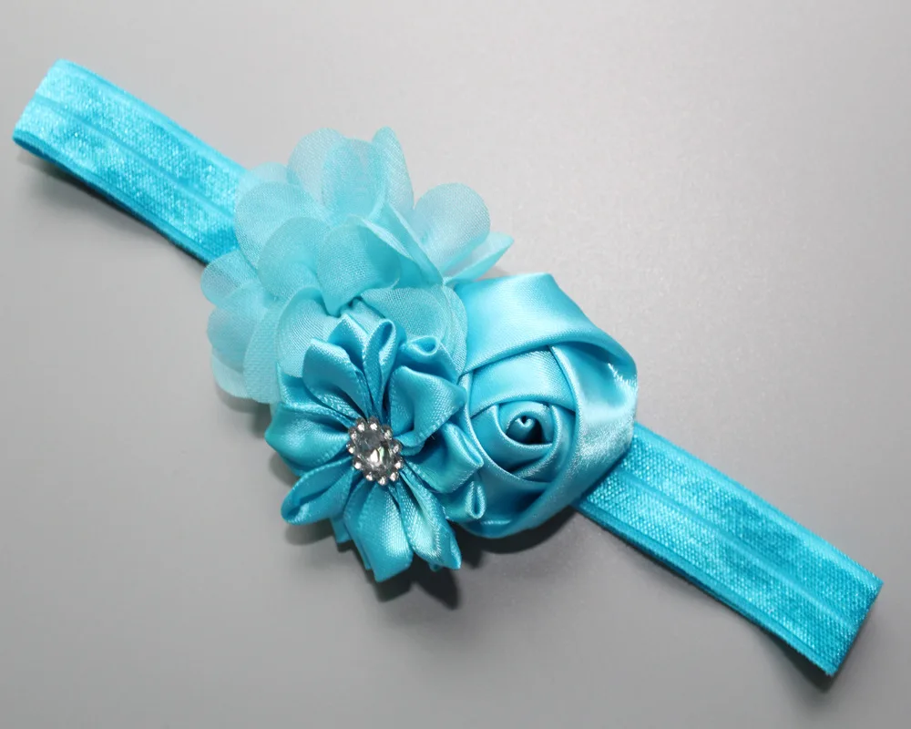 2018 Новые Девушки Три Цветы комбинация с горный хрусталь повязки бутон розы шифон