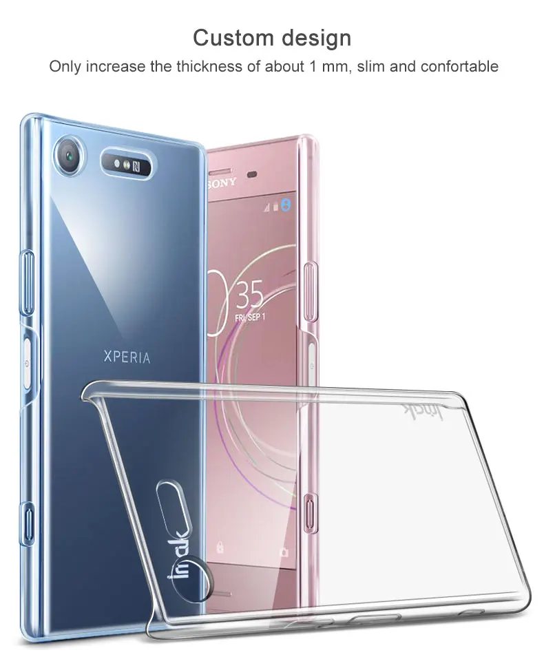 Для Sony Xperia XZ1 компактный корпус 4." Imak Жесткий Пластик Телефонные Чехлы прозрачный Защитная крышка кристалл телефон оболочки