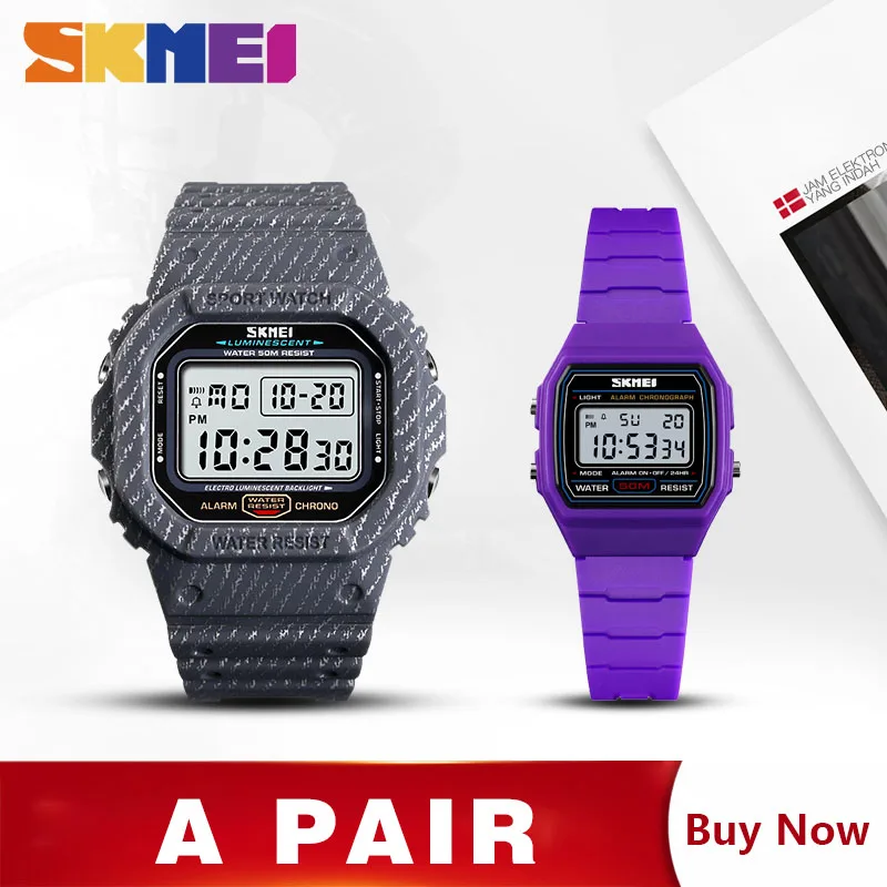 Gray Purple SKMEI цифровые детские часы мужские Секундомер Будильник мужские s часы с цифровыми часами детские часы montre enfant homme 1471 1460 набор - Цвет: Gray Purple