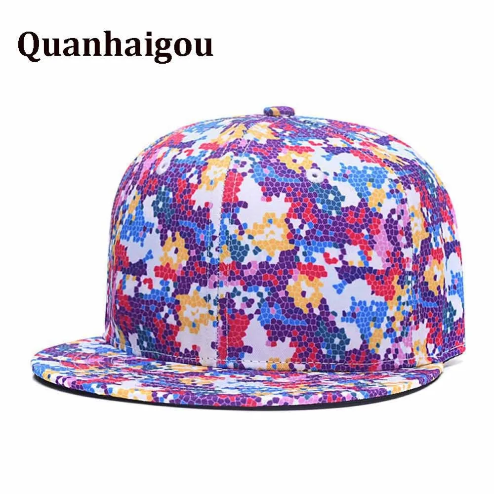 Алмазная Snapback крутая регулируемая бейсболка для мужчин и женщин цветная плоская