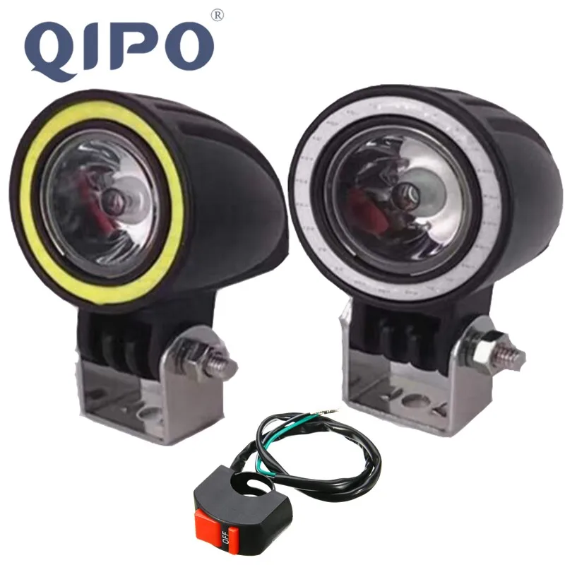 QIPO 2 шт., мотоциклетный Мини Светодиодный точечный светильник, встроенный Ангел глаз, повседневный светильник, мотоциклетный светодиодный противотуманный фонарь, 15 Вт, лампа-вспышка, точечный светильник, 3000лм