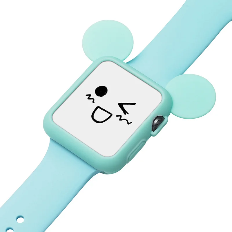 Милый мягкий силиконовый чехол для часов с Микки + ремешок Apple Watch Series 3 2 1 iWatch 42 мм 38