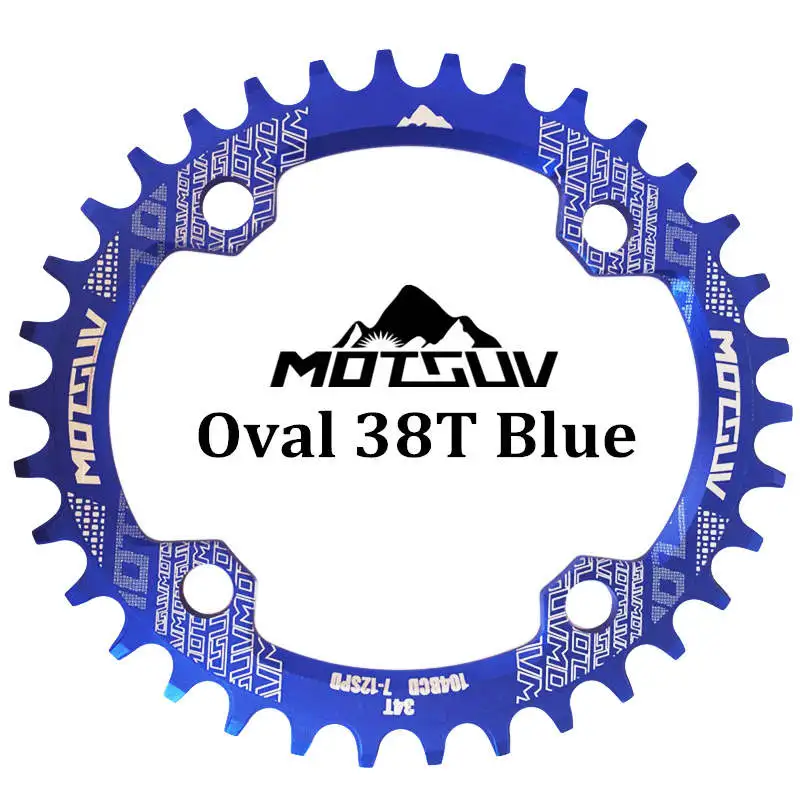 Blue Oval 38T MOTSUV овальная узкая широкая цепь MTB горный велосипед 104BCD 32T 34T 36T 38T шатун зубная пластина части 104 BCD - Цвет: Blue Oval 38T