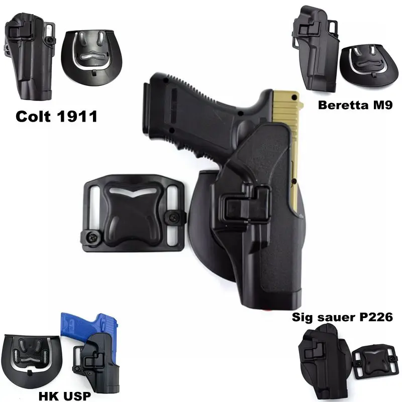 Тактический Пистолет-Кобура Glock 17/HK USP/1911/P226/M9 для охоты, страйкбольного пистолета, открытый ремень, поясная кобура для пистолета, левая/правая рука, черный