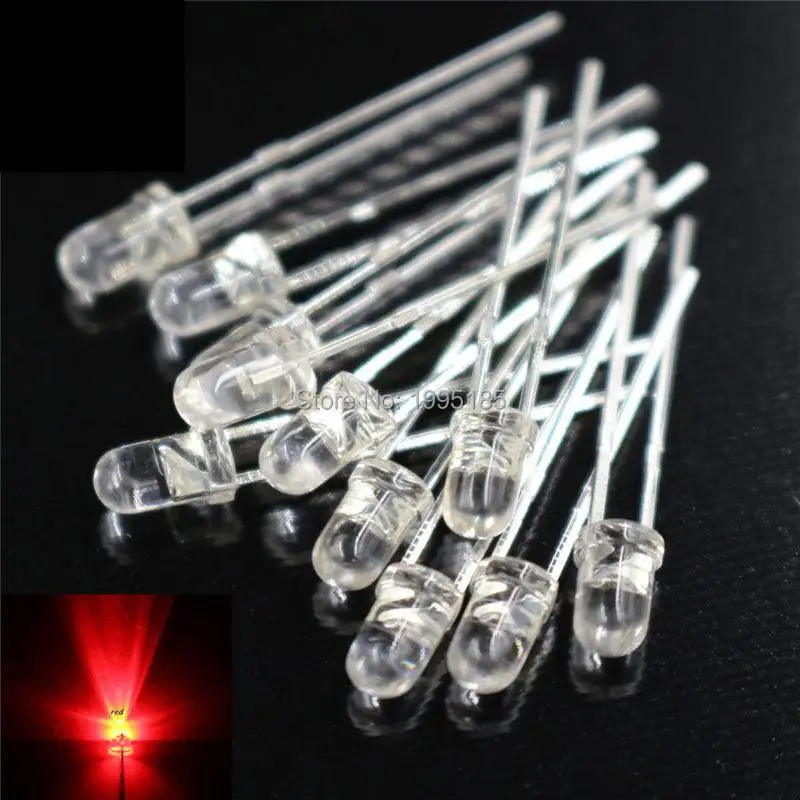 

1000pcs/lot 3MM Super bright hair red LED light-emitting diode long legs