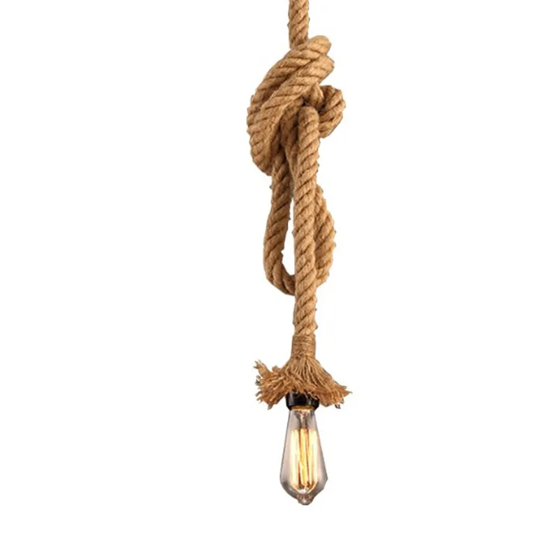 

Винтажный подвесной светильник из пеньковой веревки в стиле ретро, подвесной светильник E27, лофт, lamparas de techo colgante, подвесная промышленная Подвесная лампа