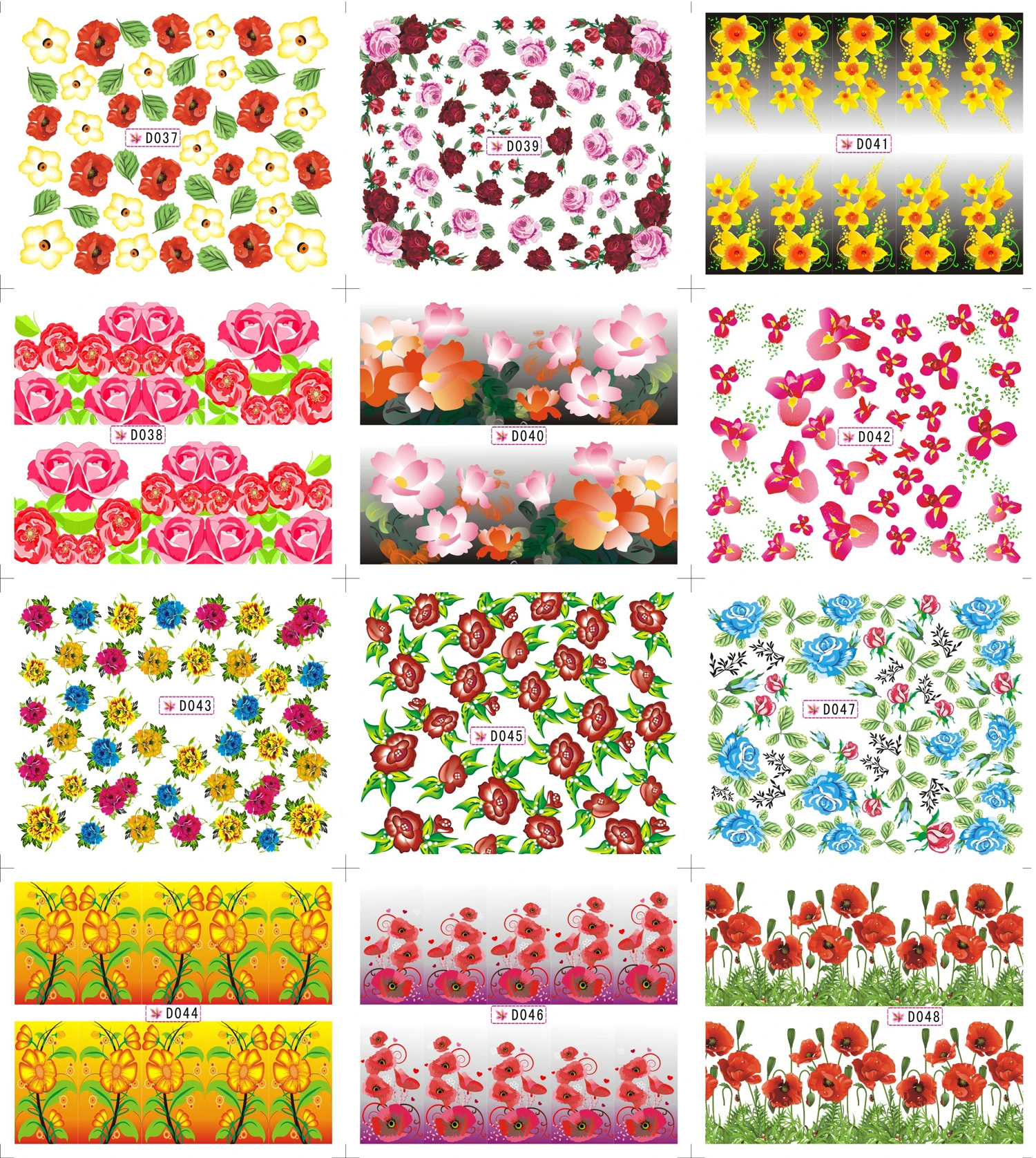 12 листов/партия, наклейки для дизайна ногтей