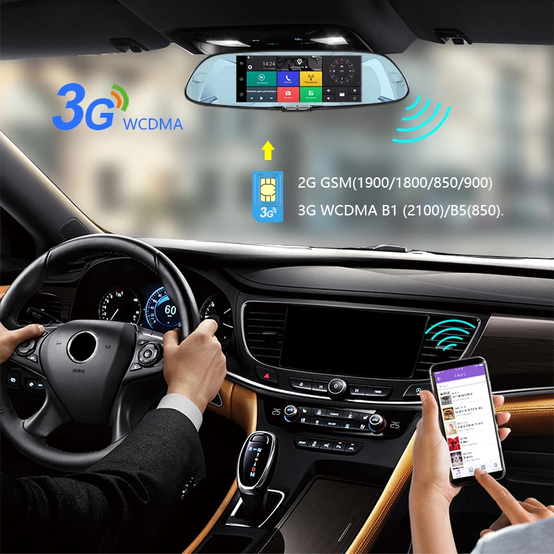 Jansite 3g 7 &quotсенсорный экран Dash Cam Android 5 0 Автомобильный видеорегистратор gps