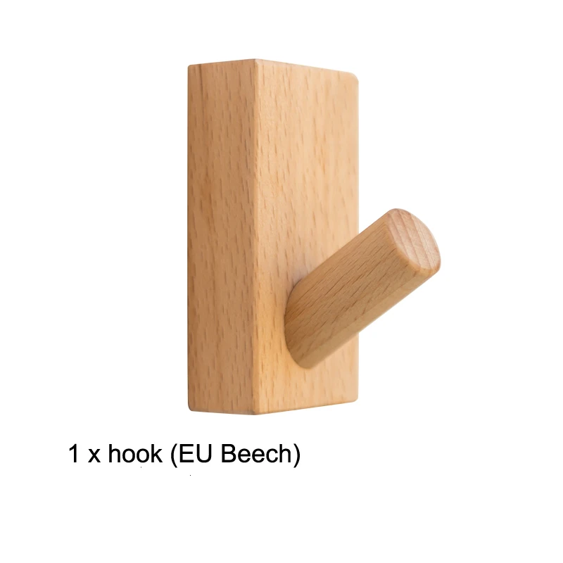 Beech Wood Натуральное дерево пальто настенная вешалка Полотенца крючок для одежды шляпа стойка для сумок растение тяжелый крючок для склада 3M+ винт в Домашний Органайзер - Цвет: Beech Wood