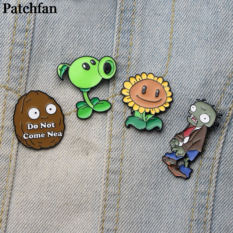 Patchfan Растения против Зомби мультфильм цинк булавка para рюкзак одежда для сумки рубашка шляпа insignia значки броши для мужчин и женщин A2037