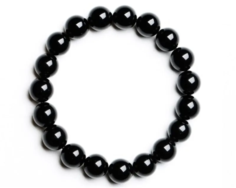 10mm Beads Прямая поставка, натуральный материал, энергетические камни, черный агат, браслеты, круглые бусины, браслет для мужчин и женщин, ювелирные изделия из кристаллов, подарок для любви - Цвет камня: 10mm Beads