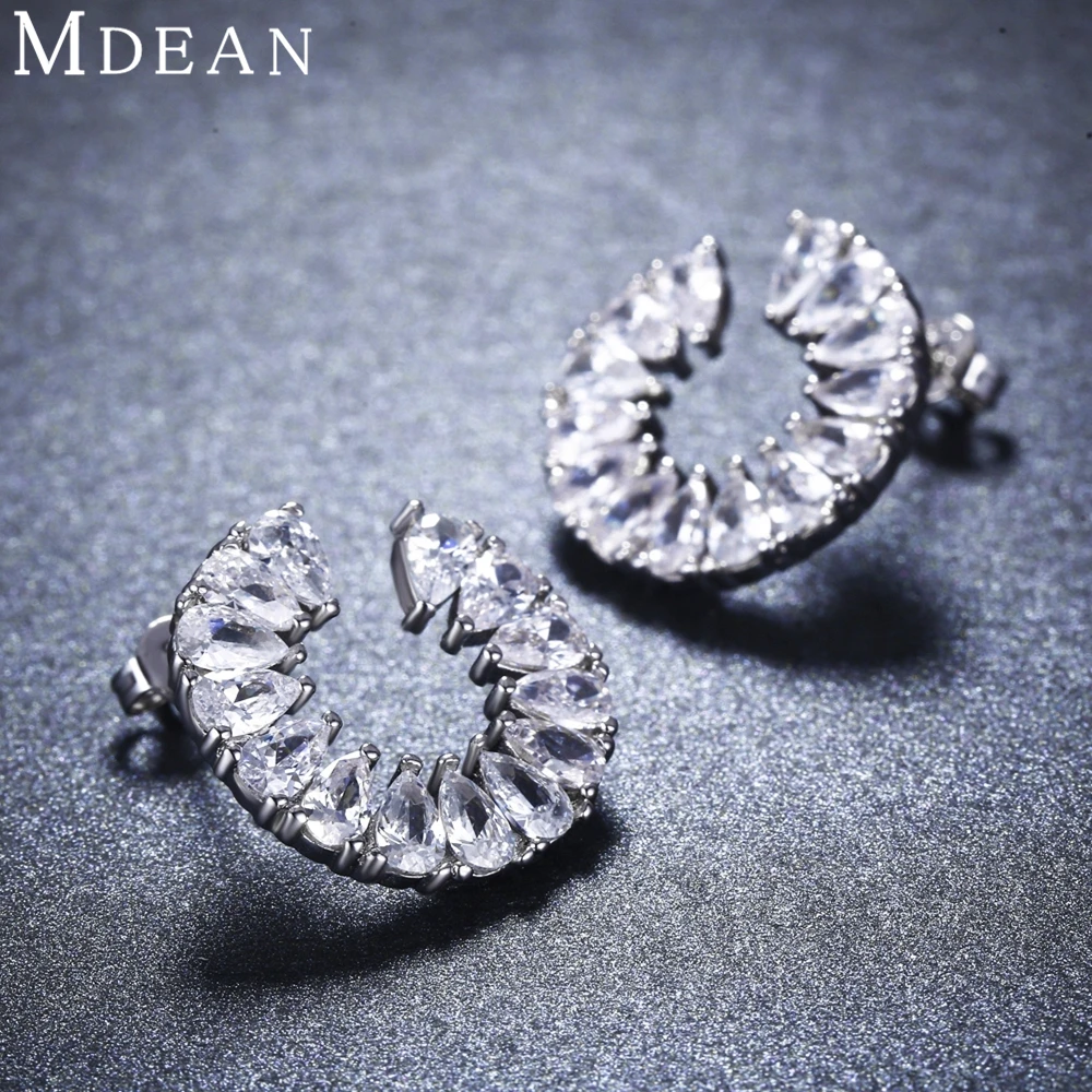 MDEAN кольцо + серьги белого золота набор ювелирных изделий для женщин модные