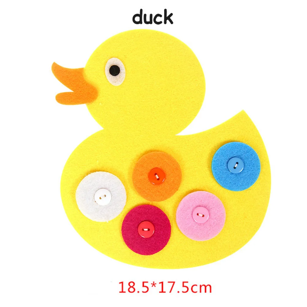 duck DIY мультфильм Ткань Животное Руководство Искусство для детского сада ремесла Монтессори обучающие средства ручной Молнии Кнопка Математическая головоломка игрушка для детей - Цвет: duck