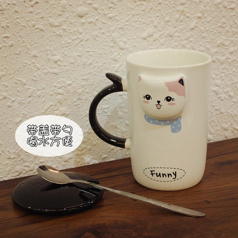 Милая кошка кофейная кружка керамическая таза Гато с ложкой креативная Марка