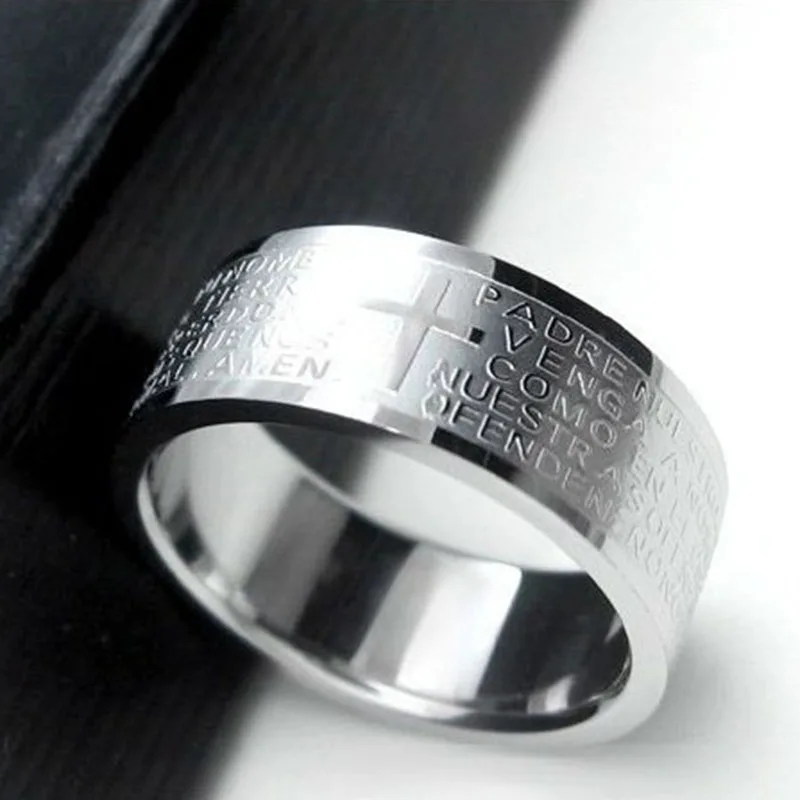 Серебряные кольца для мужчин и женщин из нержавеющей стали крест верующего лорда - Фото №1