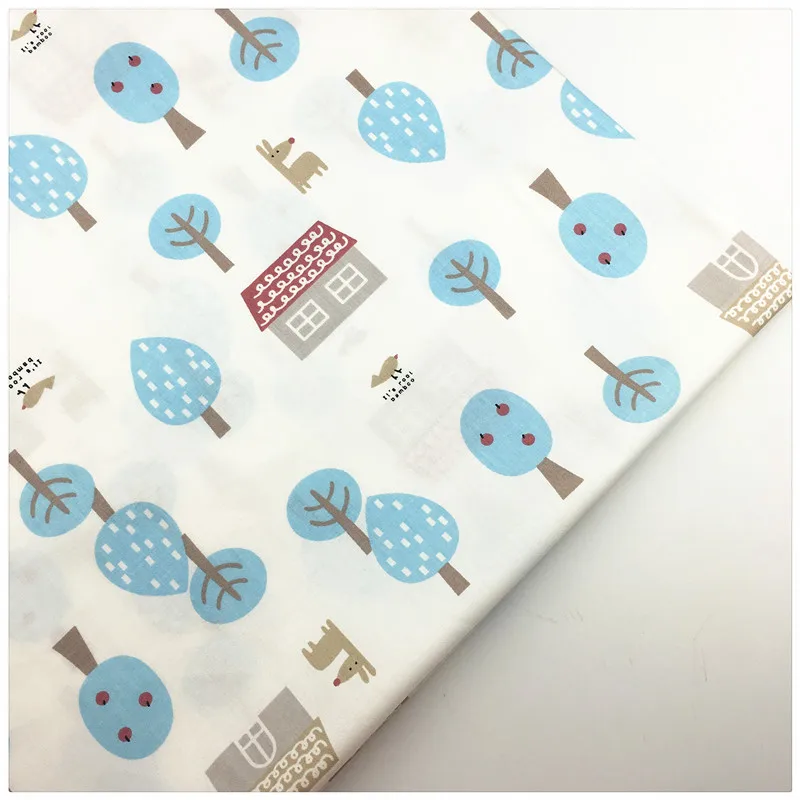 Syunss хлопковая ткань с синим цветочным принтом для шитья детская игрушка