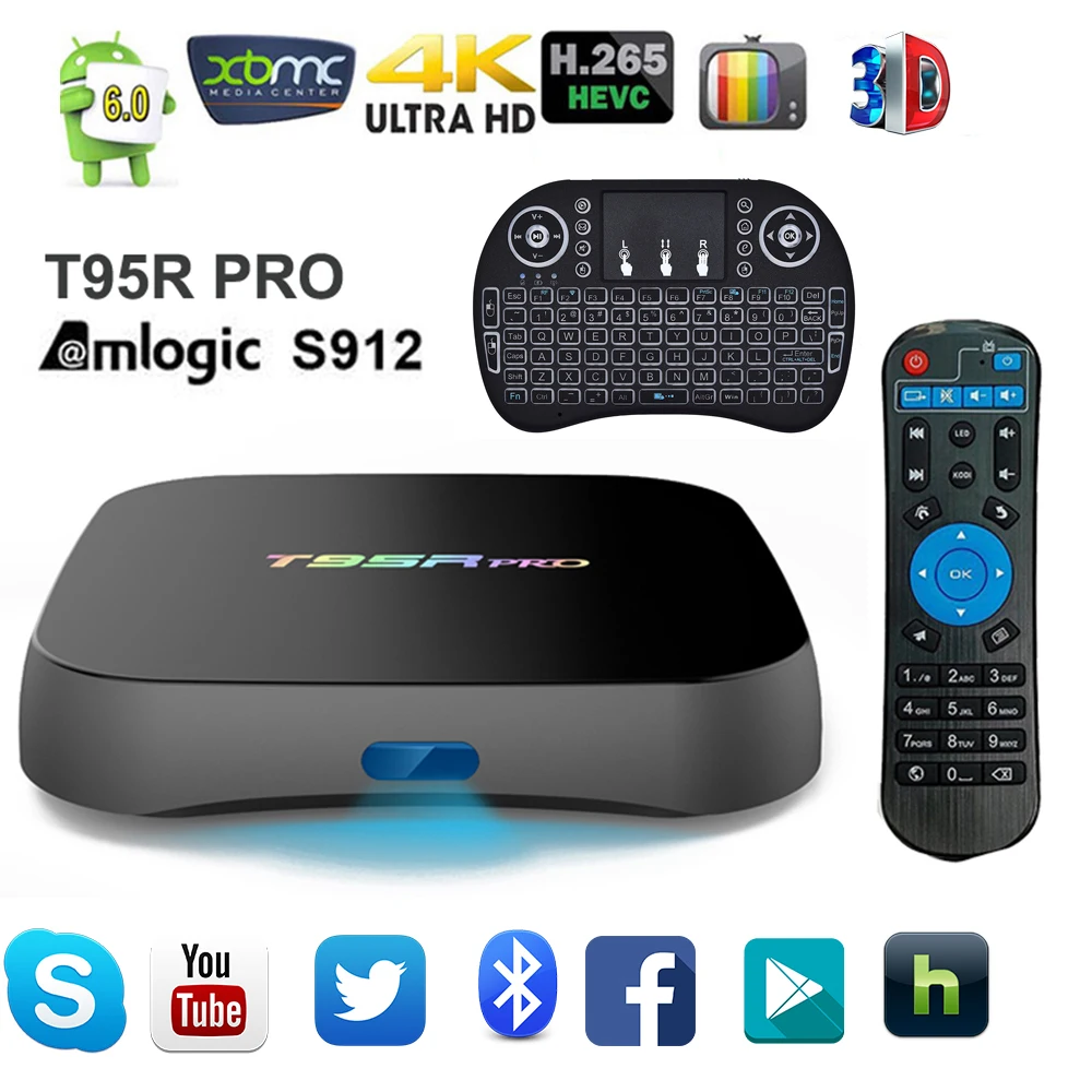 [T95rpro] Amlogic S912 Android 7.1 ТВ коробка Octa Core 2.4 г + 5 Wi Fi 2 г/ 16 3G/32 Smart BT4.0 4 К H.265 media player PK h96pro +|s912
