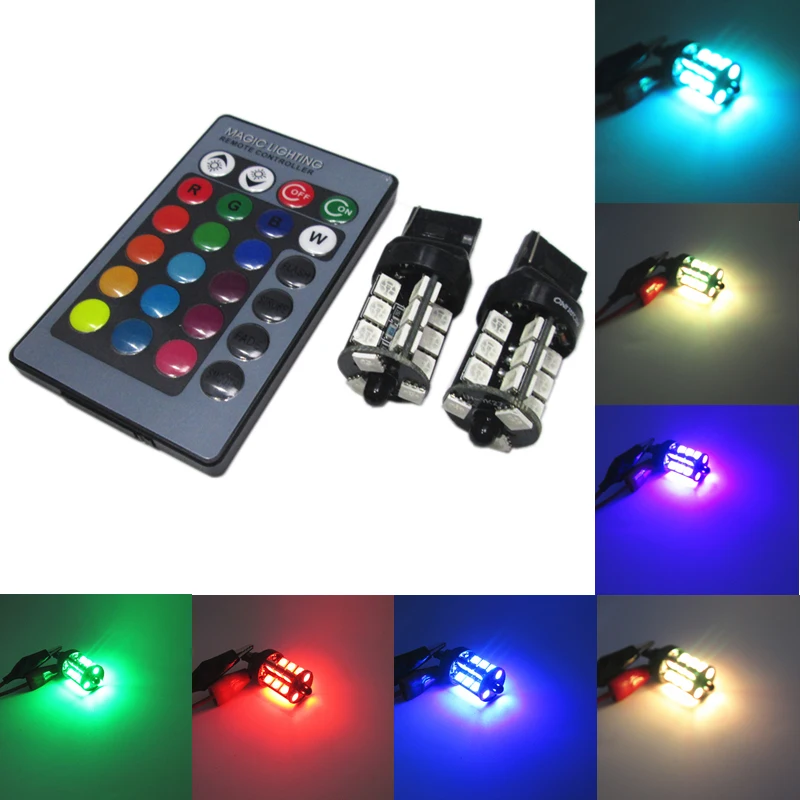 Светодиодные противотуманные фары W21W/7440/T20 2 шт. 12 В RGB с дистанционным управлением