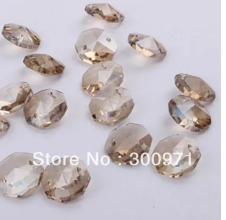 Free shipping 2000pcs/lot cognac color of 14mm crystal octagon beads in 2 holes for home decoration accessories | Освещение