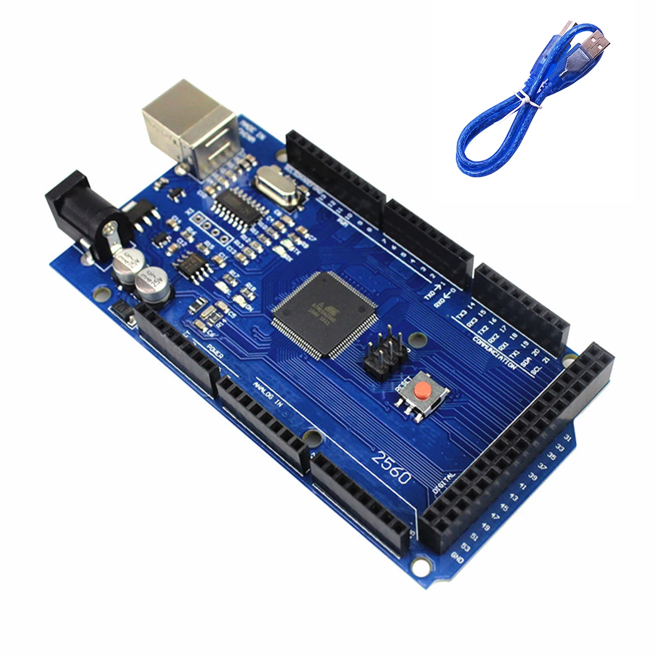 Мега 2560 R3 CH340G/ATmega2560-16AU MicroUSB. Совместимость для Mega 2560 с Загрузчиком(синий/черный) для Arduino