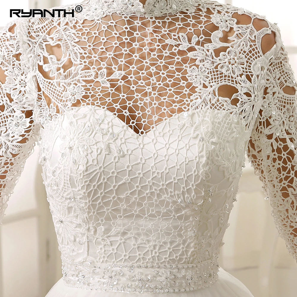 Vestido de noiva,, Новое поступление, кружевное короткое мини-свадебное платье с высоким воротом, вечерние платья на заказ, 3/4, платья с длинными рукавами