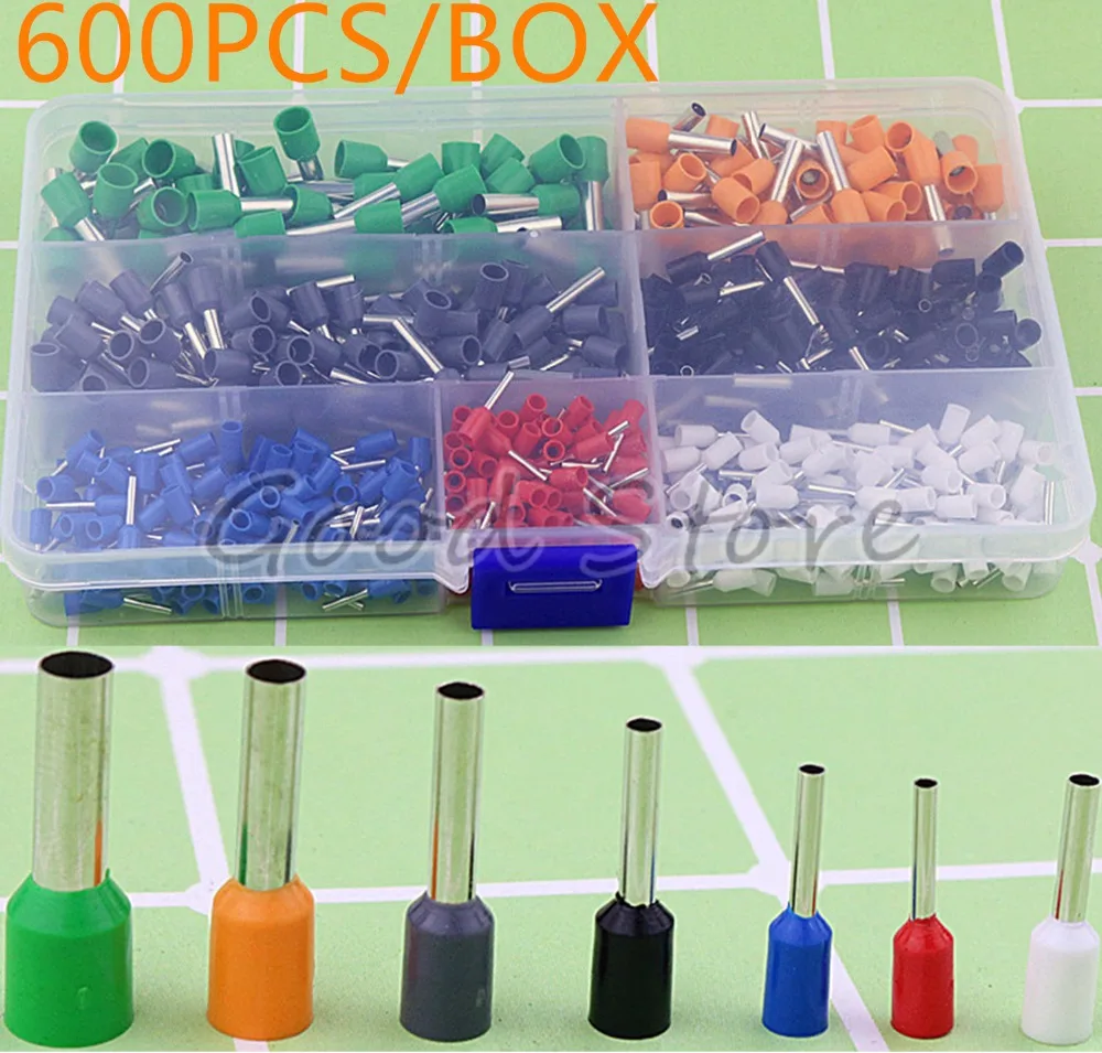 600 шт. смешанный обжимной трубный разъем для медного провода изолированный шнур