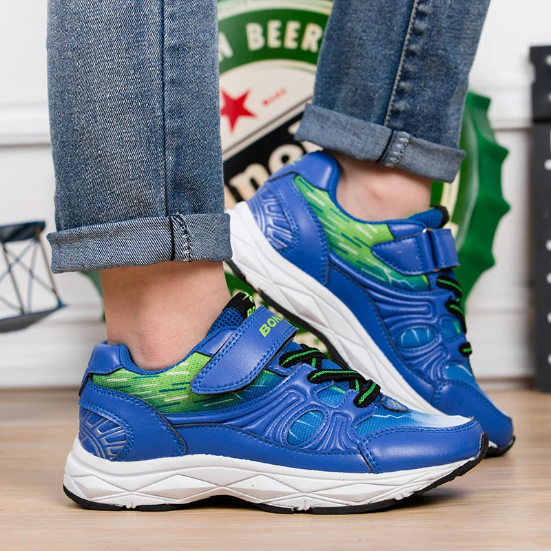 Кроссовки BONA детские на липучке модная повседневная обувь для прогулок и бега