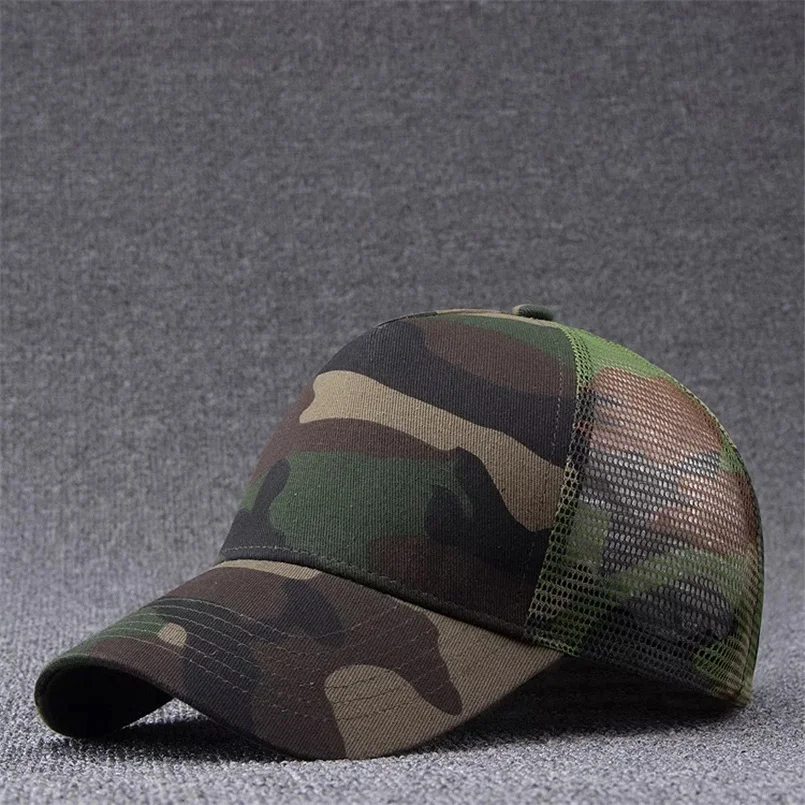 Camouflage TOHUIYAN камуфляжная Кепка Дальнобойщика с сеткой Мужская камуфляжная летняя кепка-Бейсболка Спортивная Кепка s тактические военные бейсболки уличные шляпы с ремешком - Цвет: Camouflage
