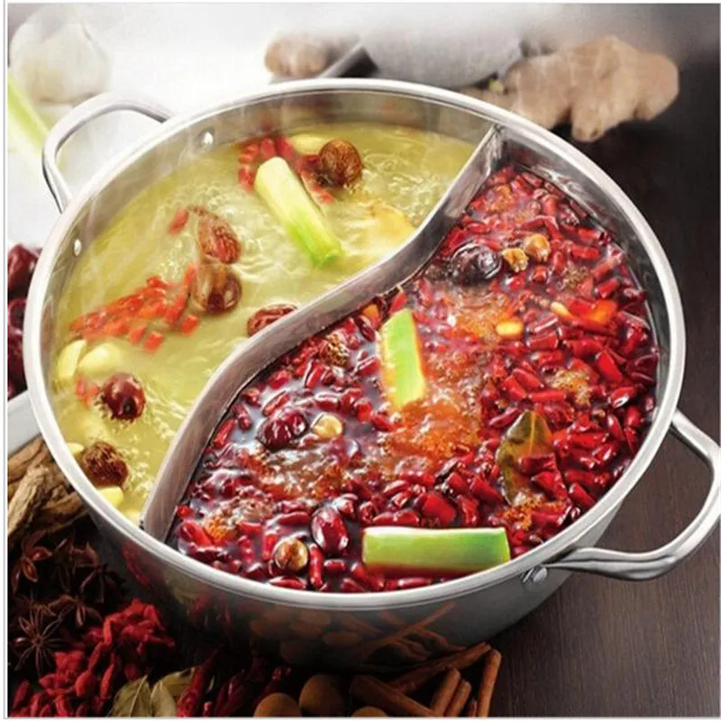 

30cm New Good Quality Stainless Steel Duck Hot Pot Thick Stainless Steel Pots Cooker Special Pot Little Sheep Hot Pot Ruled