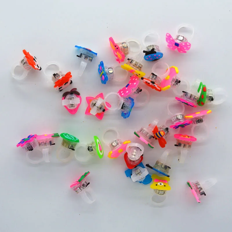 30PC Cartoon LED Flashing Light Up Glowing Finger Ring Toys Party Favor Gifts for Children home decor birthday|Сверкающие товары