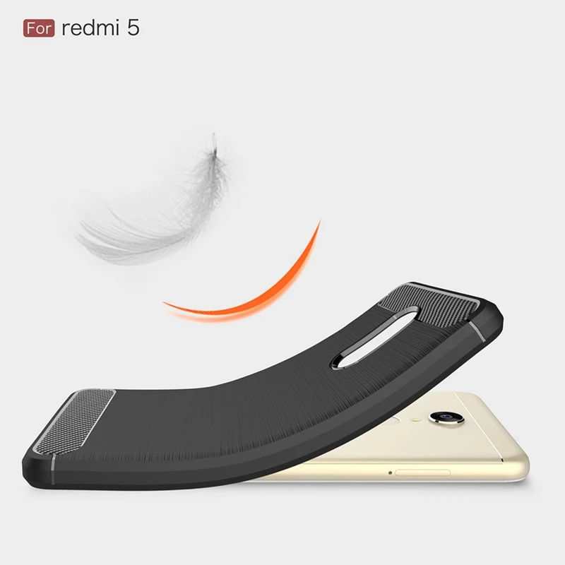 Мягкий силиконовый чехол для Xiaomi Redmi 5 из углеродного волокна с защитой от