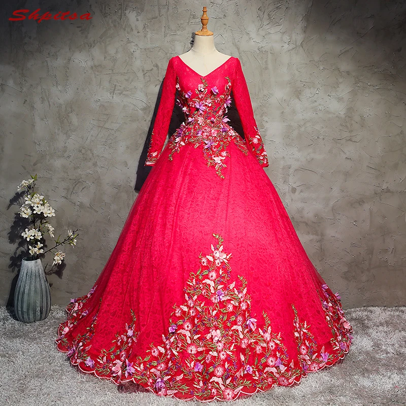 2018 бальное платье с длинным рукавом кружевные платья для Quinceanera 15 сладких 16
