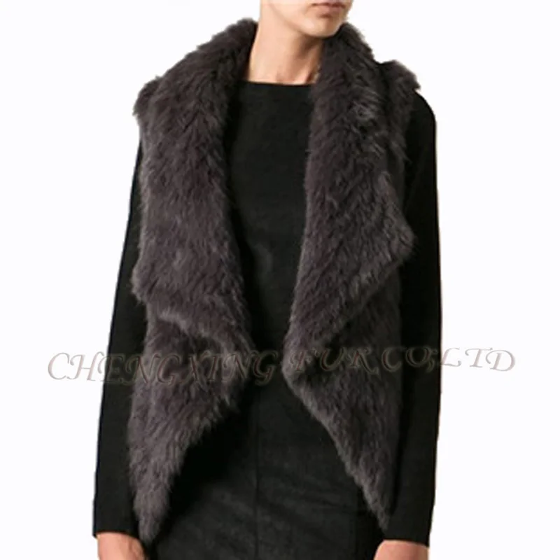 Женский вязаный жилет из натурального кроличьего меха без рукавов|gilet for women|vest