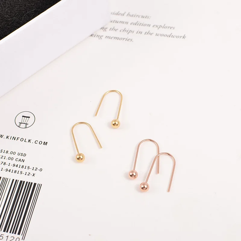 YUN RUO Новое поступление модные милые маленькие серьги гвоздики с бусинами