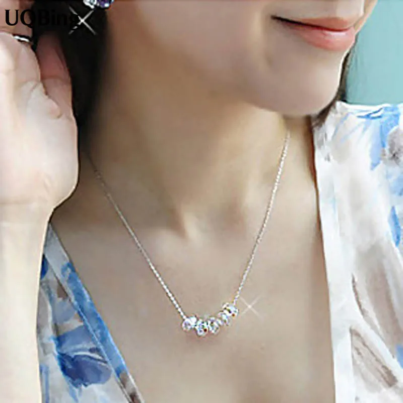 

Free Shipping Wholesale Plata 925 Sterling Silver Women Crystal Necklaces&Pendants Jewelry Collar Colar de Plata