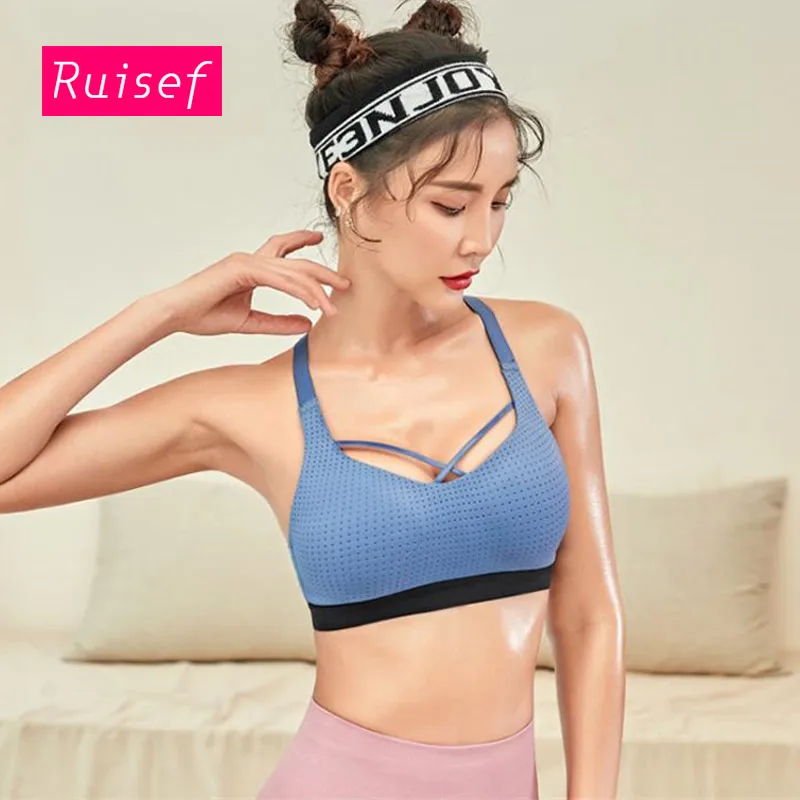 Ruisef2019 бесшовный спортивный бюстгальтер Топ для фитнеса женский укороченный топ