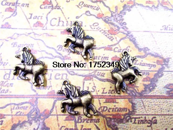 

75pcs--Unicorn Charms,Antique Bronze Lovely Unicorn Horse Charm Pendant 16x16mm