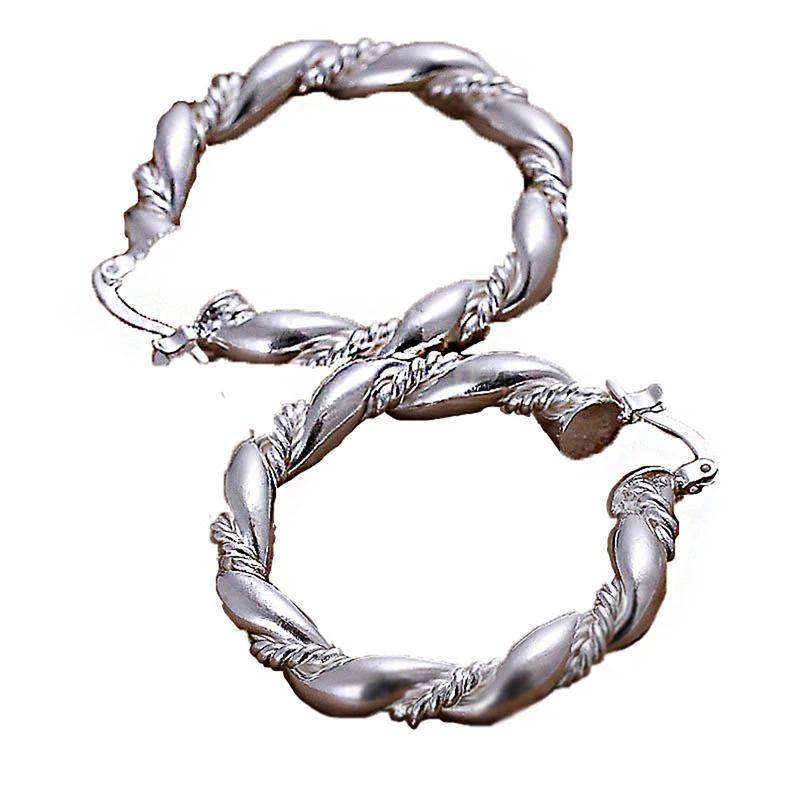 Fashion Silver Twist Flower Minimalist Hand Geometry Geometric Earrings Temperament Korean Wild Jewelry Female | Украшения и