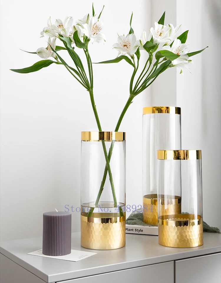 Скандинавская креативная стеклянная ваза Золотое свадебное украшение Золотая