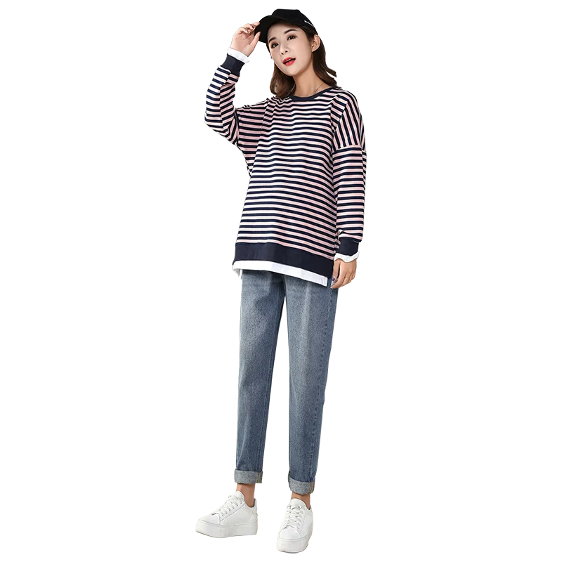 856 # демисезонные джинсовые прямые брюки для беременных с высокой талией