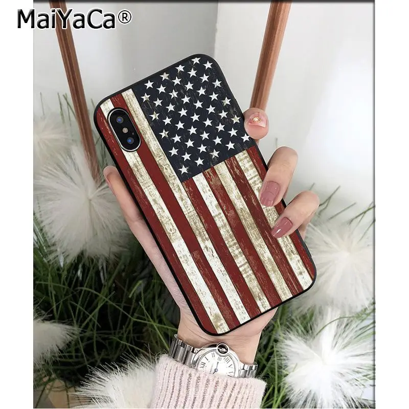 Мягкий чехол для телефона MaiYaCa с американским флагом США TPU Apple iPhone 8 7 6 6S Plus X XS MAX 5 5S