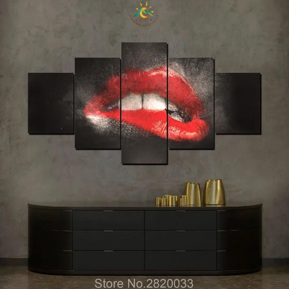 Настенная картина с изображением сексуальных красных губ HD Художественная
