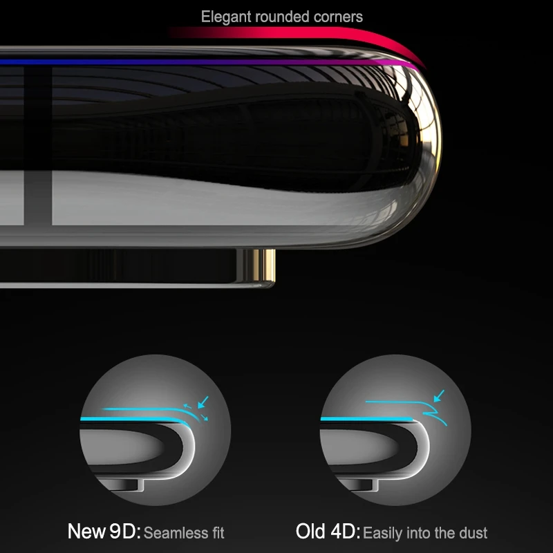 Закаленное стекло 9D для iphone XR XS MAX X 10 7 8 6 6s Plus защитная пленка с закругленными